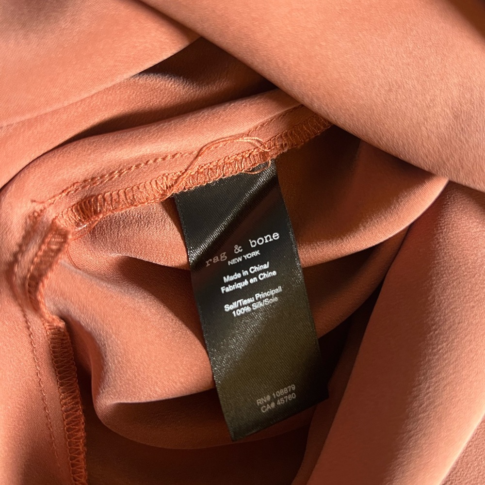 Rag & Bone Silk Midi Skirt Size 2 | Copper Satin Bias Cut Skirt - Picture 7 of 8